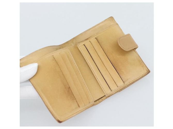 Cartera Bifold CHANEL en Piel Caviar Beige Oro CC Auth 187885 Dorado - vista 9