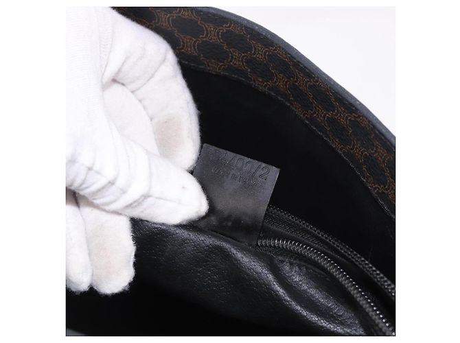 Céline Borsa Tote CELINE Macadam Canvas PVC Pelle Nera Oro Auth ka4867A Nero D'oro - vista 12
