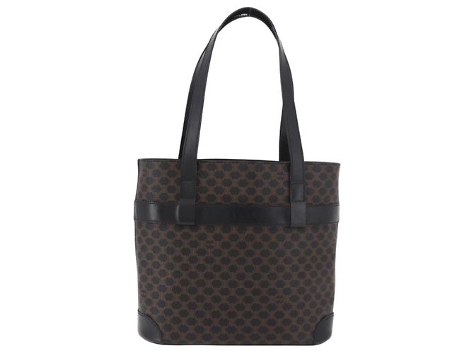 Céline Borsa Tote CELINE Macadam Canvas PVC Pelle Nera Oro Auth ka4867A Nero D'oro - vista 13