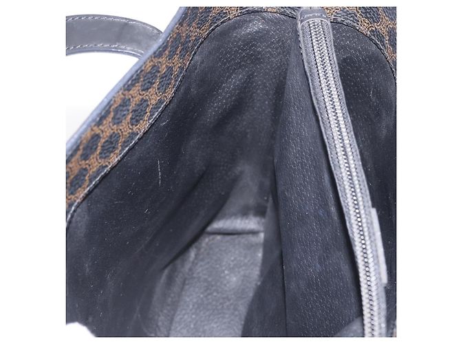 Céline Borsa Tote CELINE Macadam Canvas PVC Pelle Nera Oro Auth ka4867A Nero D'oro - vista 18