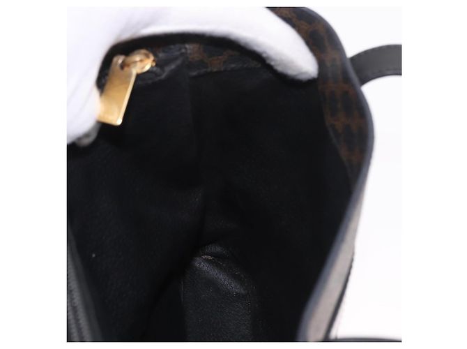 Céline Borsa Tote CELINE Macadam Canvas PVC Pelle Nera Oro Auth ka4867A Nero D'oro - vista 19
