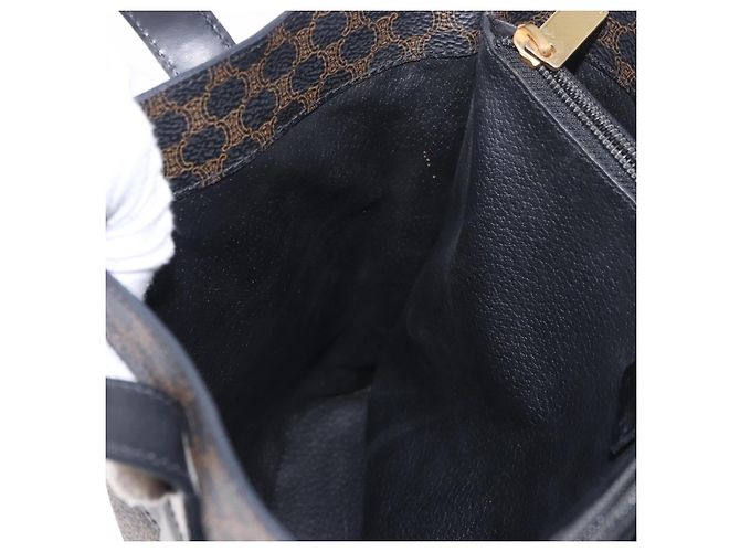 Céline Borsa Tote CELINE Macadam Canvas PVC Pelle Nera Oro Auth ka4867A Nero D'oro - vista 22