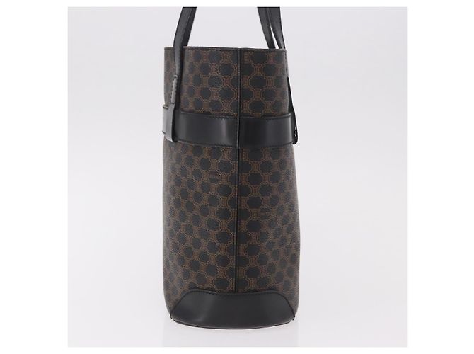 Céline Borsa Tote CELINE Macadam Canvas PVC Pelle Nera Oro Auth ka4867A Nero D'oro - vista 3