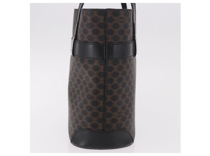 Céline Borsa Tote CELINE Macadam Canvas PVC Pelle Nera Oro Auth ka4867A Nero D'oro - vista 4