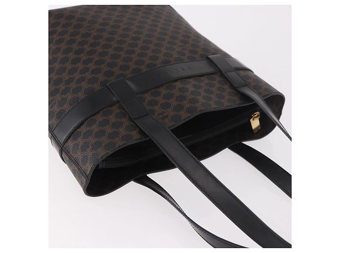 Céline Borsa Tote CELINE Macadam Canvas PVC Pelle Nera Oro Auth ka4867A Nero D'oro - vista 6