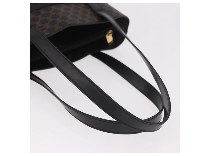 Céline Borsa Tote CELINE Macadam Canvas PVC Pelle Nera Oro Auth ka4867A Nero D'oro - vista 7