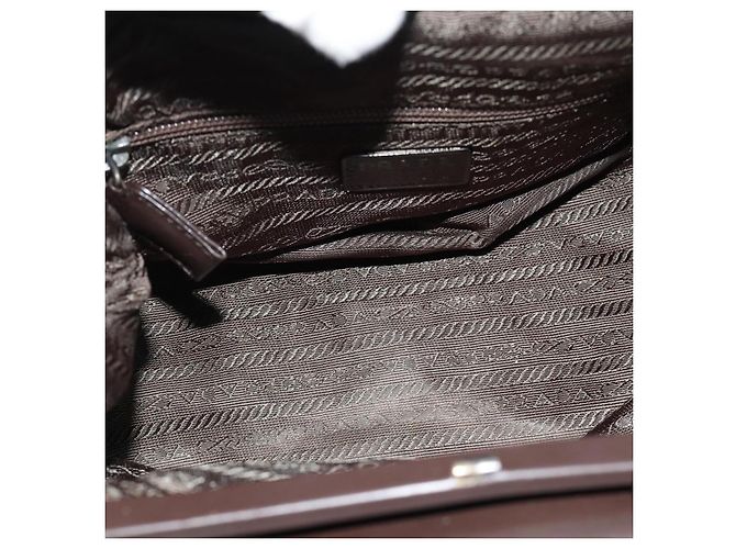 Bolso PRADA de cuero marrón oscuro plata fm5374 - vista 11