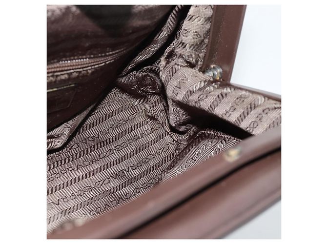 Bolso PRADA de cuero marrón oscuro plata fm5374 - vista 20