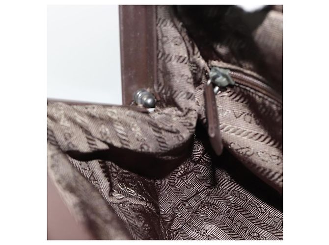 Bolso PRADA de cuero marrón oscuro plata fm5374 - vista 21