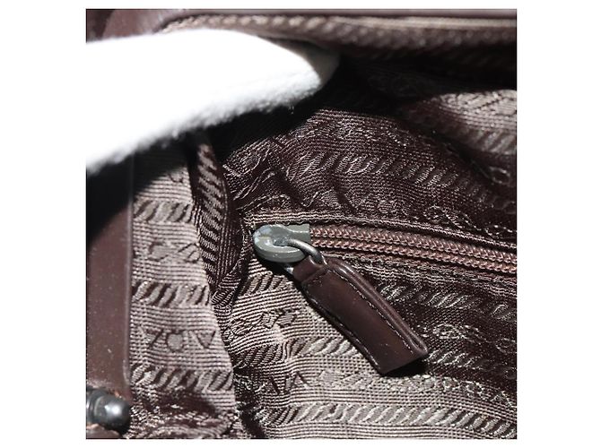 Bolso PRADA de cuero marrón oscuro plata fm5374 - vista 22