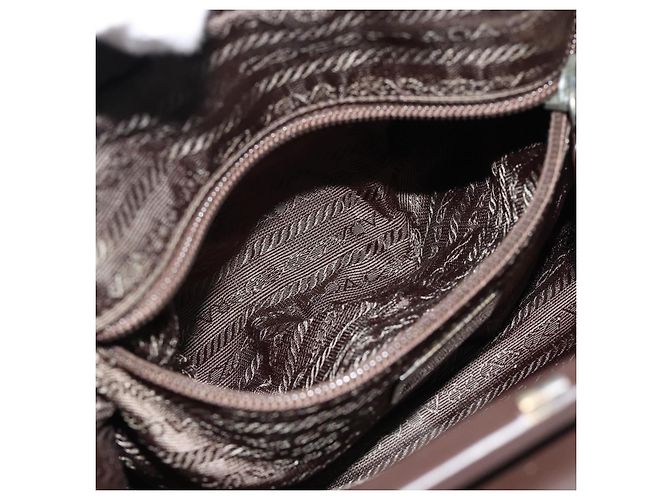 Bolso PRADA de cuero marrón oscuro plata fm5374 - vista 23