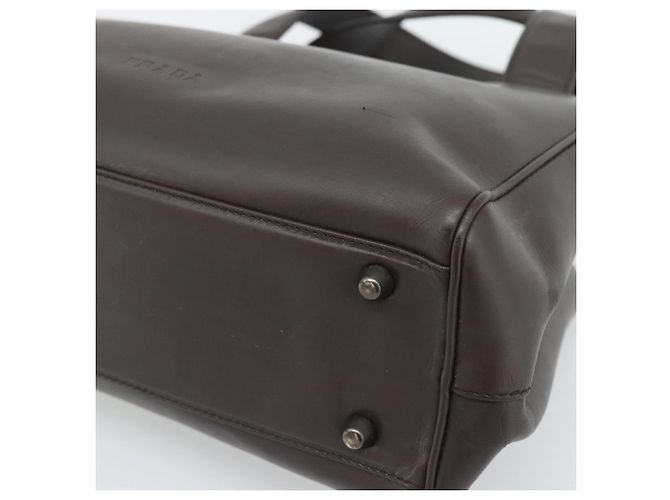 Bolso PRADA de cuero marrón oscuro plata fm5374 - vista 9