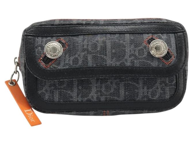 Pochette da viaggio Christian Dior Trotter Canvas Nero Argento Auth 186406 - vista 13
