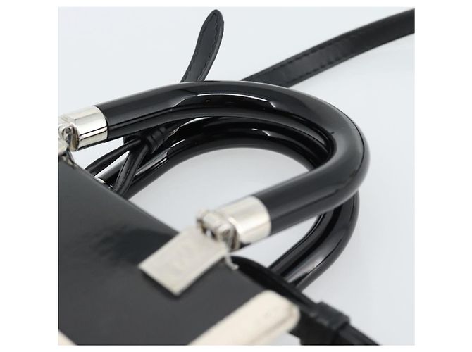 Borsa FENDI in pelle vernice 2 modi Nero Argento Auth ka4919M - vista 14