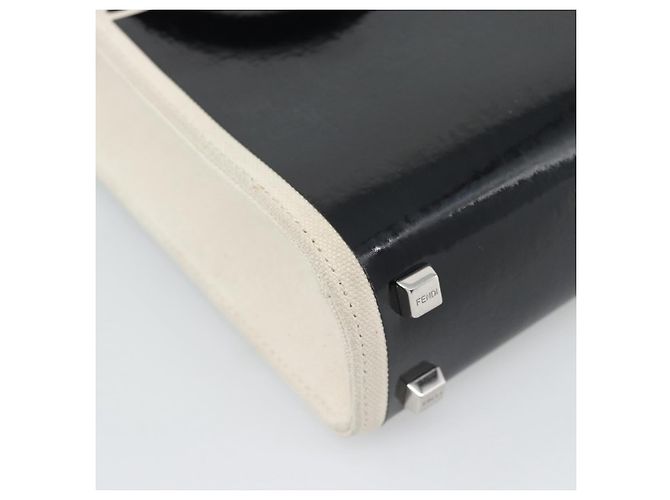 Borsa FENDI in pelle vernice 2 modi Nero Argento Auth ka4919M - vista 19