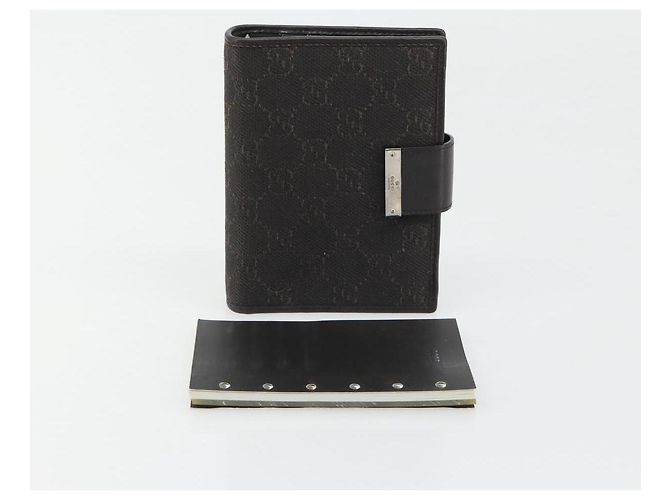 Cubierta de Agenda GUCCI GG Canvas Marrón Plata Auth mr2627A Castaño - vista 12
