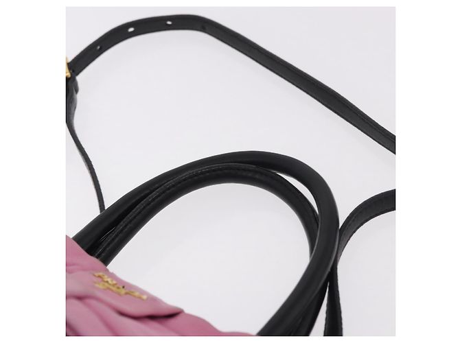 Borsa PRADA in pelle 2way Nera Oro Auth ka4866 Nero D'oro - vista 14