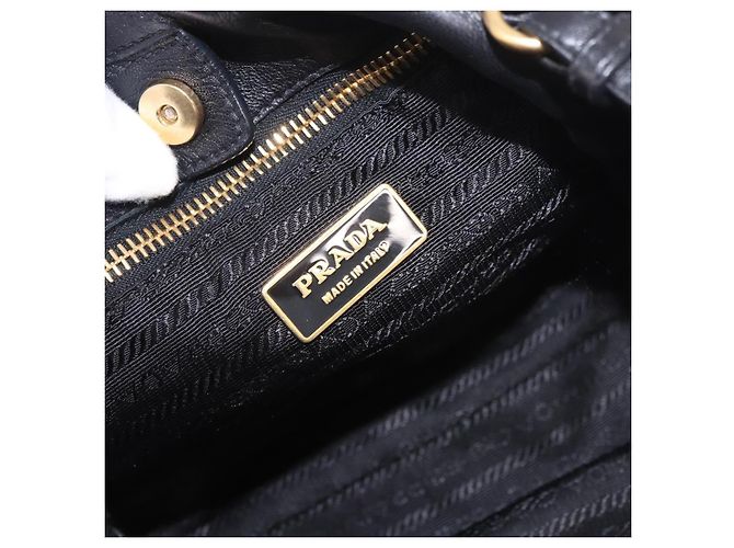 Borsa PRADA in pelle 2way Nera Oro Auth ka4866 Nero D'oro - vista 20
