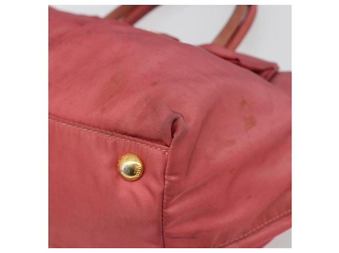 Borsa a mano PRADA Ribbon Nylon Pink Gold Auth 186427 Rosa D'oro - vista 10