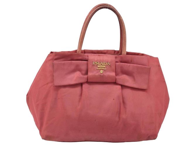Borsa a mano PRADA Ribbon Nylon Pink Gold Auth 186427 Rosa D'oro - vista 13