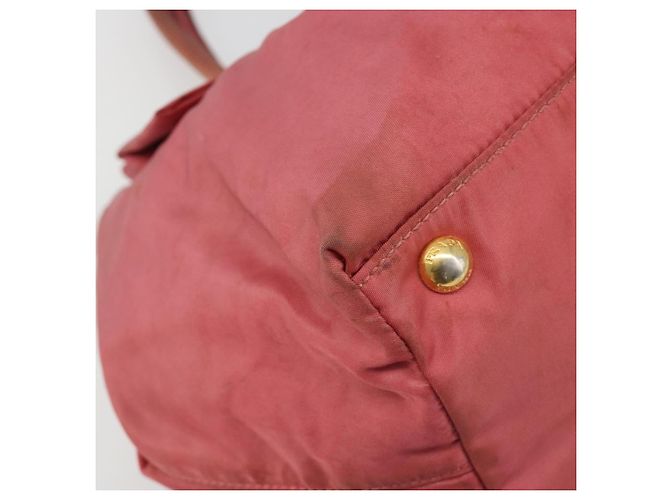Borsa a mano PRADA Ribbon Nylon Pink Gold Auth 186427 Rosa D'oro - vista 14