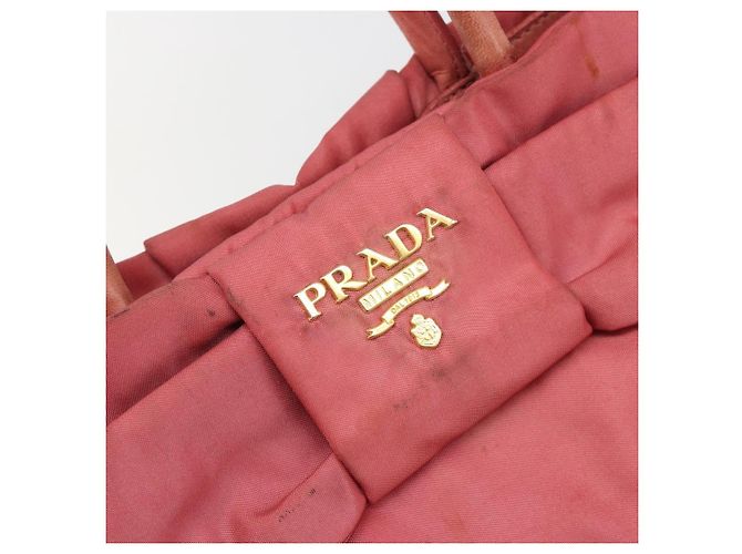 Borsa a mano PRADA Ribbon Nylon Pink Gold Auth 186427 Rosa D'oro - vista 17