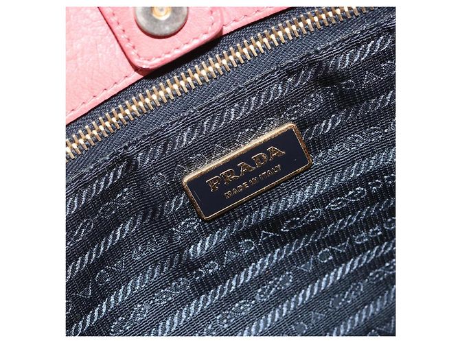 Borsa a mano PRADA Ribbon Nylon Pink Gold Auth 186427 Rosa D'oro - vista 18