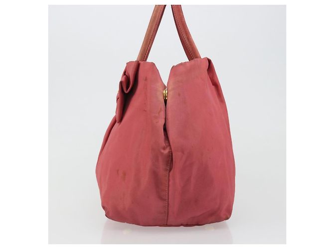Borsa a mano PRADA Ribbon Nylon Pink Gold Auth 186427 Rosa D'oro - vista 3