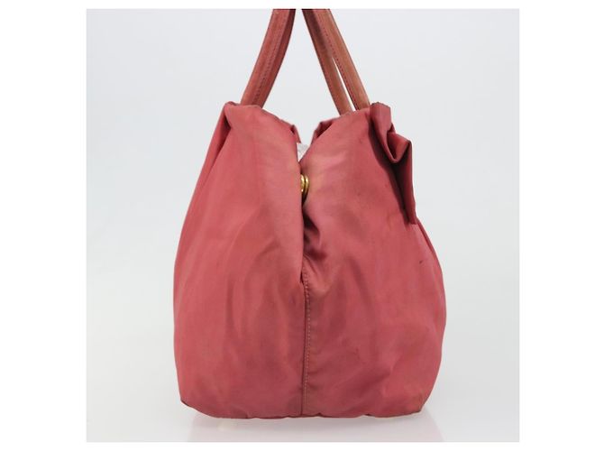 Borsa a mano PRADA Ribbon Nylon Pink Gold Auth 186427 Rosa D'oro - vista 4