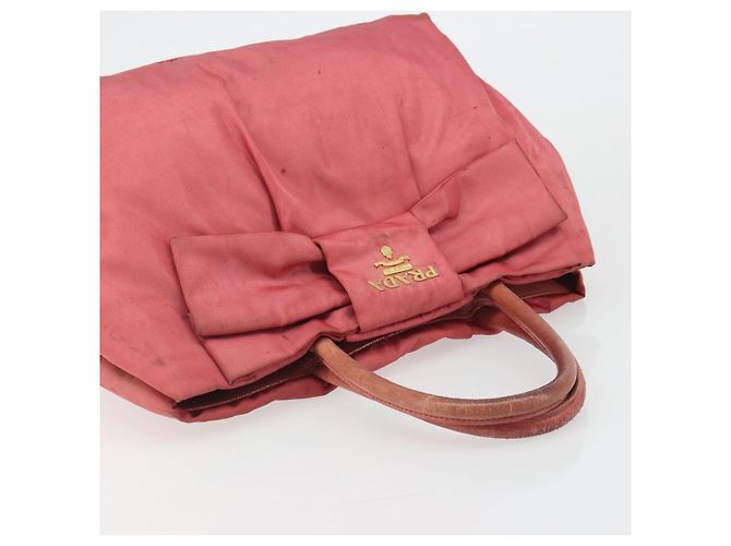 Borsa a mano PRADA Ribbon Nylon Pink Gold Auth 186427 Rosa D'oro - vista 6