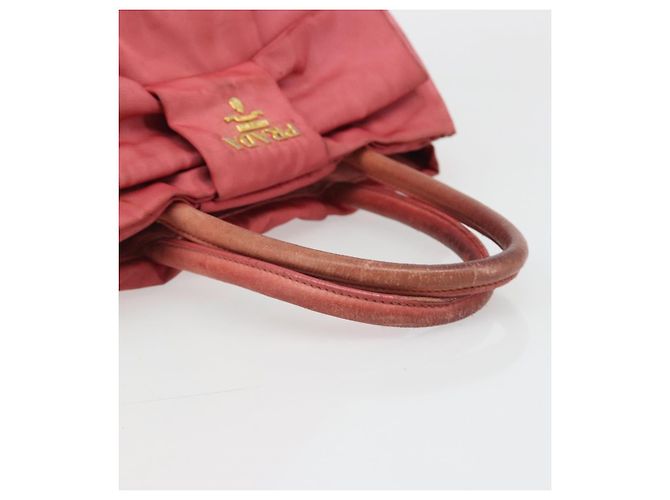 Borsa a mano PRADA Ribbon Nylon Pink Gold Auth 186427 Rosa D'oro - vista 7