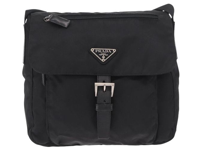 Borsa a tracolla PRADA Nylon Nero Argento Auth 189321A - vista 13