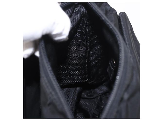 Borsa a tracolla PRADA Nylon Nero Argento Auth 189321A - vista 23