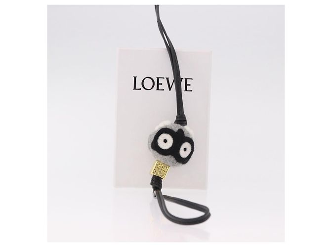 LOEWE Taschenanhänger Schlüsselanhänger Eule Wolle Grau Auth 187701M Braun - Ansicht 9