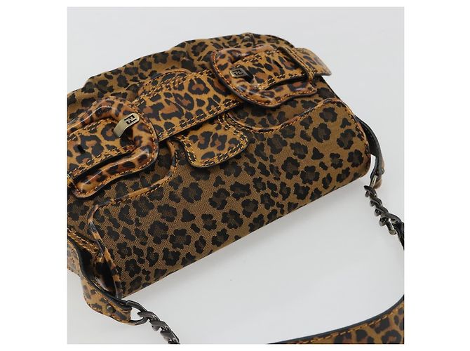Sac à bandoulière FENDI en toile marron et or Auth 188835SAM Doré - vue 6