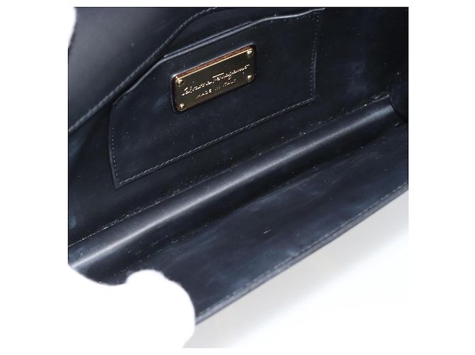 Borsa a Spalla Salvatore Ferragamo Gancini in Pelle Marrone e Oro Auth 187281V D'oro - vista 11