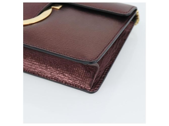 Borsa a Spalla Salvatore Ferragamo Gancini in Pelle Marrone e Oro Auth 187281V D'oro - vista 14