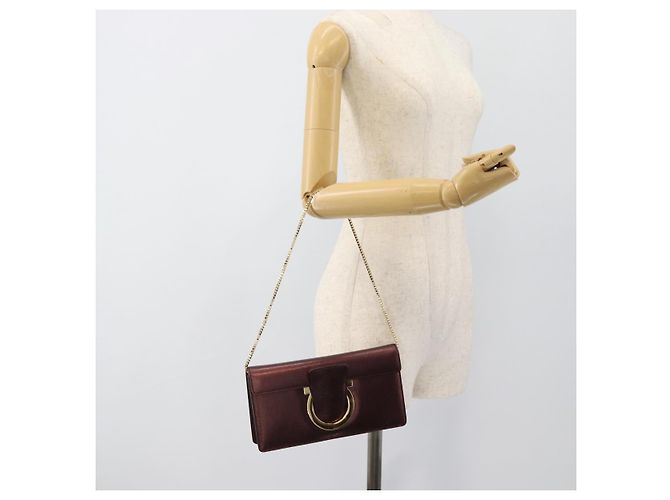 Borsa a Spalla Salvatore Ferragamo Gancini in Pelle Marrone e Oro Auth 187281V D'oro - vista 22