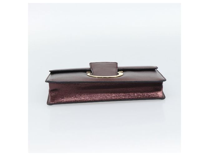 Borsa a Spalla Salvatore Ferragamo Gancini in Pelle Marrone e Oro Auth 187281V D'oro - vista 5