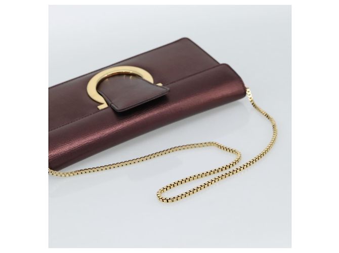 Borsa a Spalla Salvatore Ferragamo Gancini in Pelle Marrone e Oro Auth 187281V D'oro - vista 7