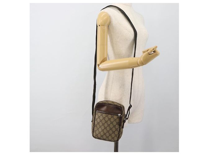 Borsa a tracolla GUCCI GG Supreme PVC Beige Argento 101680 Auth hk3789 - vista 23