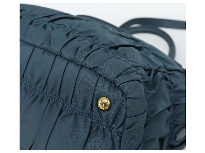 Borsa a mano arricciata PRADA Nylon 2way Verde Oro Auth 186425V D'oro - vista 17