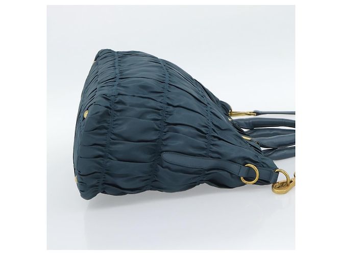 Borsa a mano arricciata PRADA Nylon 2way Verde Oro Auth 186425V D'oro - vista 4