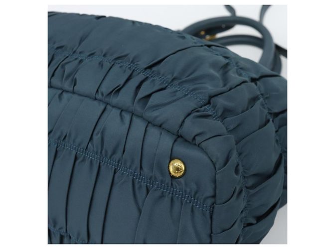 Borsa a mano arricciata PRADA Nylon 2way Verde Oro Auth 186425V D'oro - vista 9