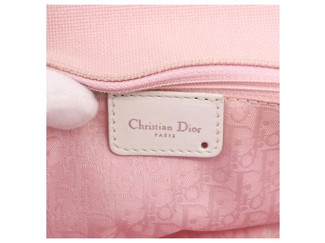 Borsa a Spalla Christian Dior Trotter Canvas Rosa Argento Auth BA13589A - vista 10