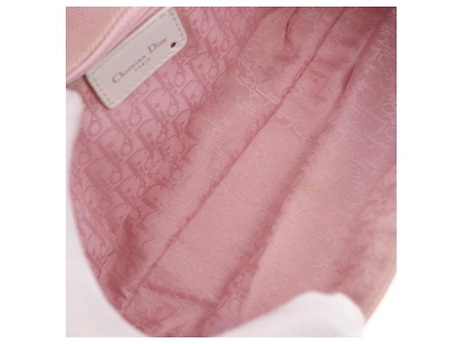 Borsa a Spalla Christian Dior Trotter Canvas Rosa Argento Auth BA13589A - vista 11
