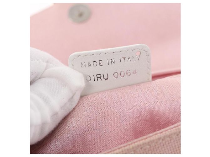 Borsa a Spalla Christian Dior Trotter Canvas Rosa Argento Auth BA13589A - vista 12