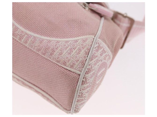 Borsa a Spalla Christian Dior Trotter Canvas Rosa Argento Auth BA13589A - vista 15