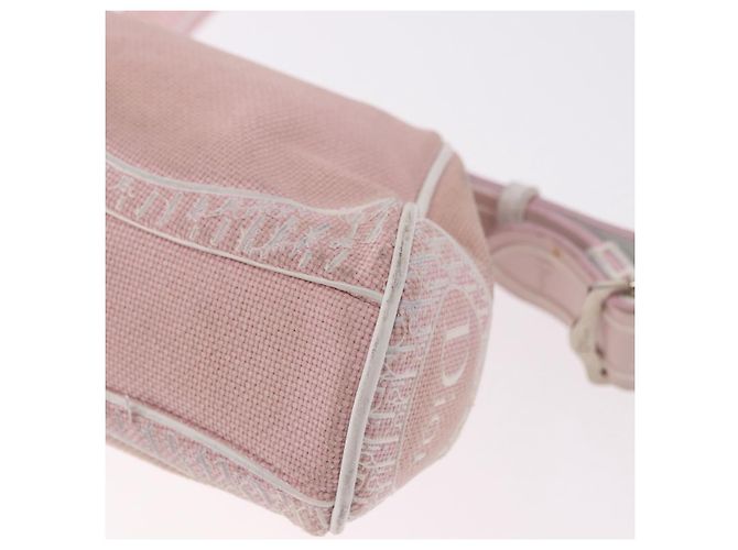 Borsa a Spalla Christian Dior Trotter Canvas Rosa Argento Auth BA13589A - vista 17
