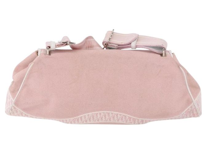 Borsa a Spalla Christian Dior Trotter Canvas Rosa Argento Auth BA13589A - vista 2